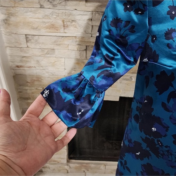Draper James teal and blue Cutout Floral Aline Dress Size 2 new!! - Picture 7 of 11